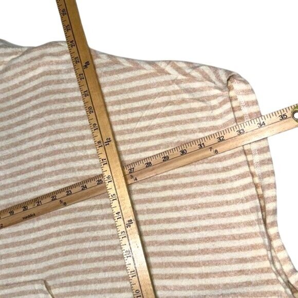 Striped Beige & White Hooded Poncho By Mesh + Lace L Polyester/Rayon/Spandex Ble - Picture 9 of 9